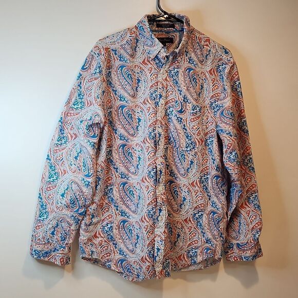 Alan Flusser Paisley Floral Print Button Up Shirt Men's Size Medium EUC NICE!! - Picture 2 of 13